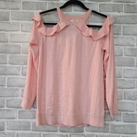 Maurices Tops - Maurices Pink Off Shoulder Ruffle Sweater Top Size Medium NWT Pastel Romantic